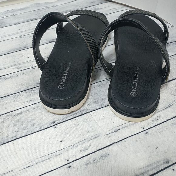 Fashion Nova Wild Diva Sandals Black/white Size 9 - Picture 3 of 8